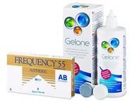 Frequency 55 Aspheric (6 šošoviek) + roztok Gelone 360ml Kontaktné šošovky lacno - Frequency 55 Aspheric (6 šošoviek) + roztok Gelone 360ml